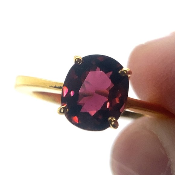 Rubellite 1.50ct Solid 18K Yellow Gold Ring - Picture 1 of 8